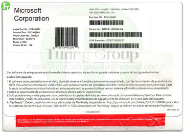 Spanish Language Microsoft Windows Software Win 10 Pro OEM 64 Bit Spanish Version