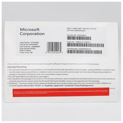 Win 11 Home Windows OEM Software 64 Bit DVD Retail Online Activation Microsoft Certified