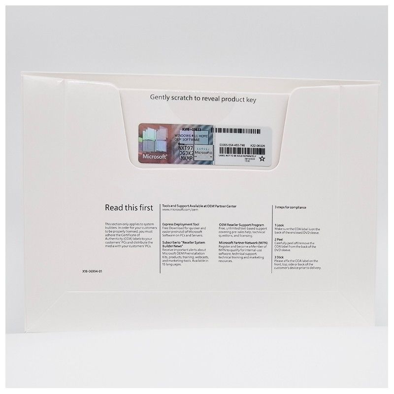 Windows 11 Home OEM Lifetime License Term DVD Media Format Microsoft Certified